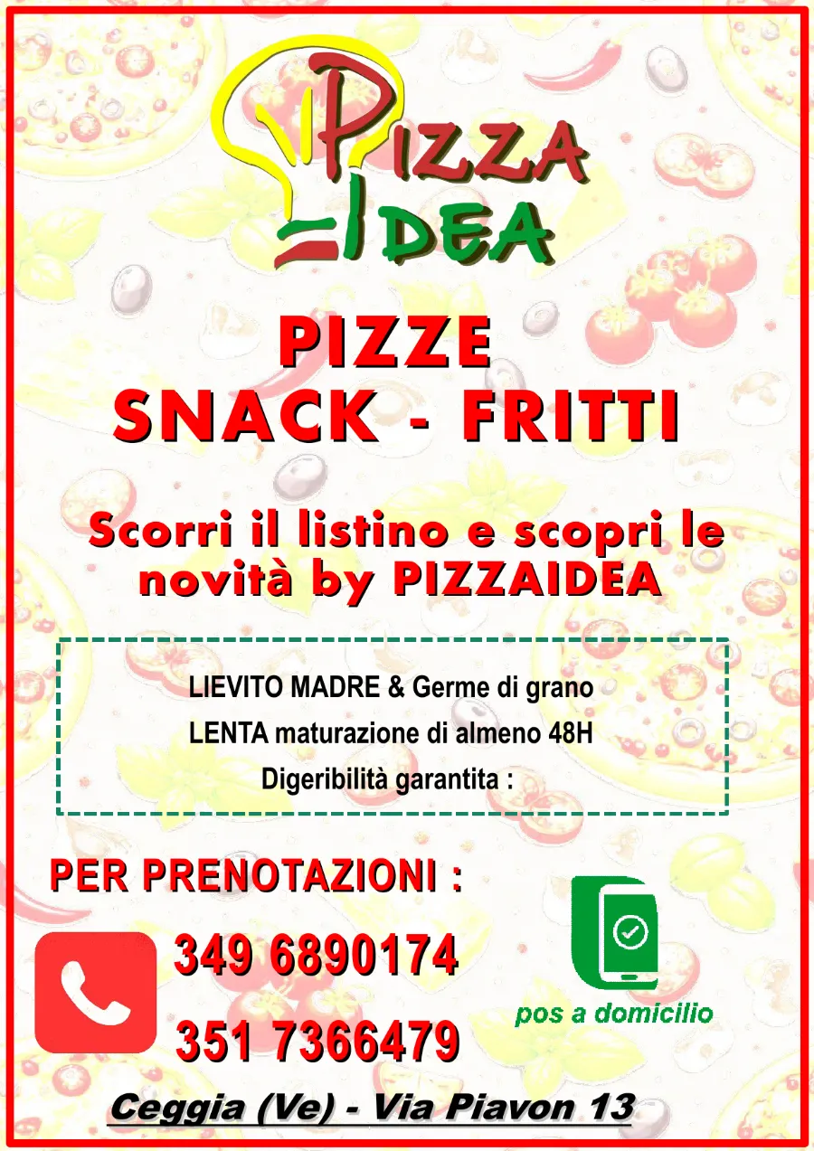 Listino online : Listino pizzaidea Pizzaidea Ceggia